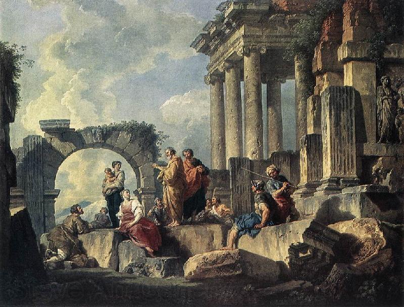 PANNINI, Giovanni Paolo Apostle Paul Preaching on the Ruins af Spain oil painting art